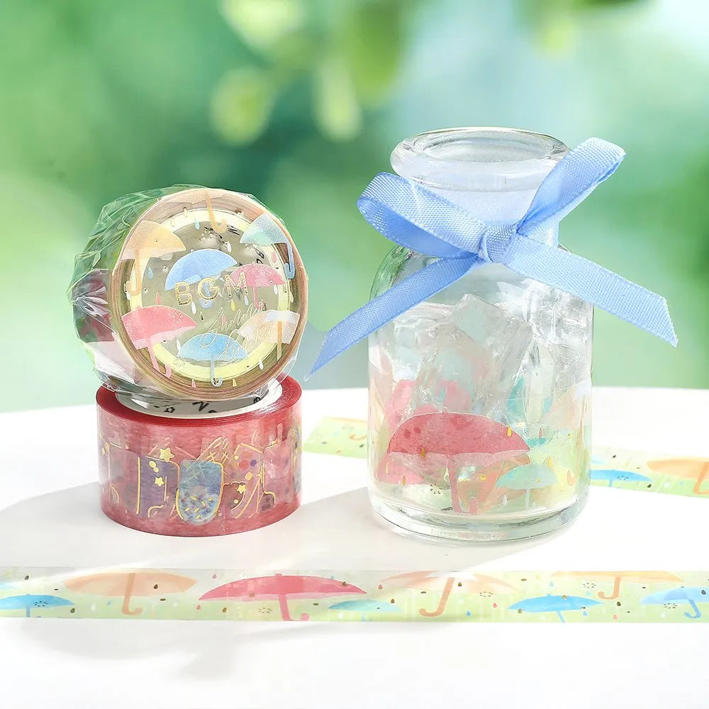 A decorative washi roll and bottle