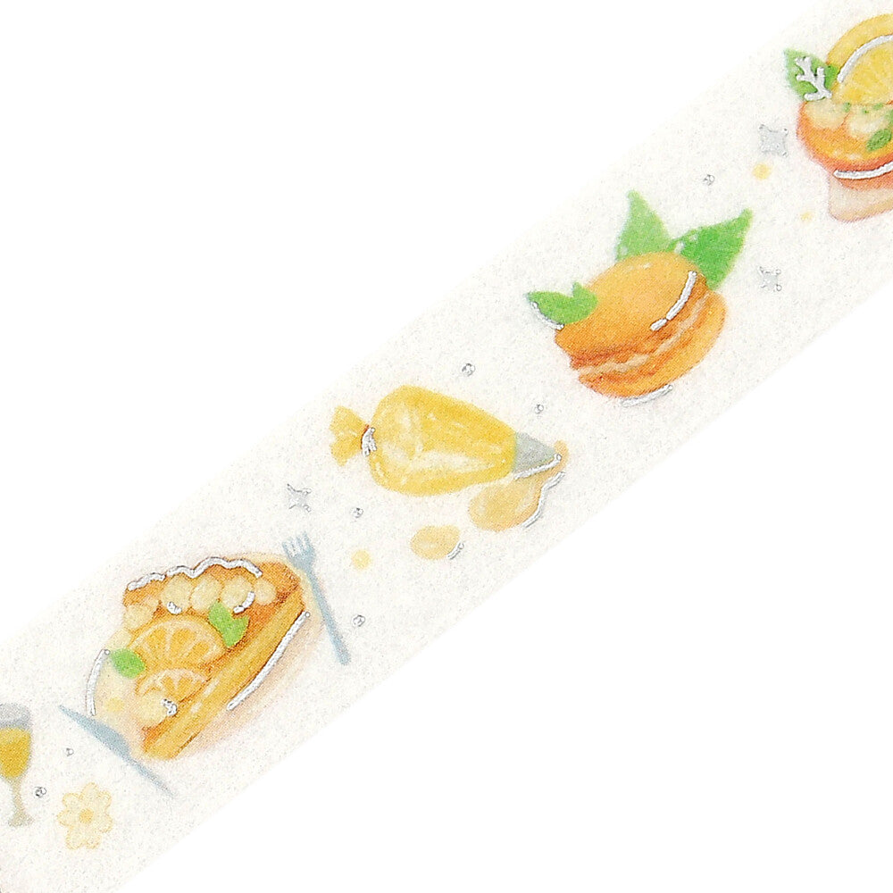 Illustration of a lemonade stand with lemons, a pie, and a glass of lemonade on a white background.