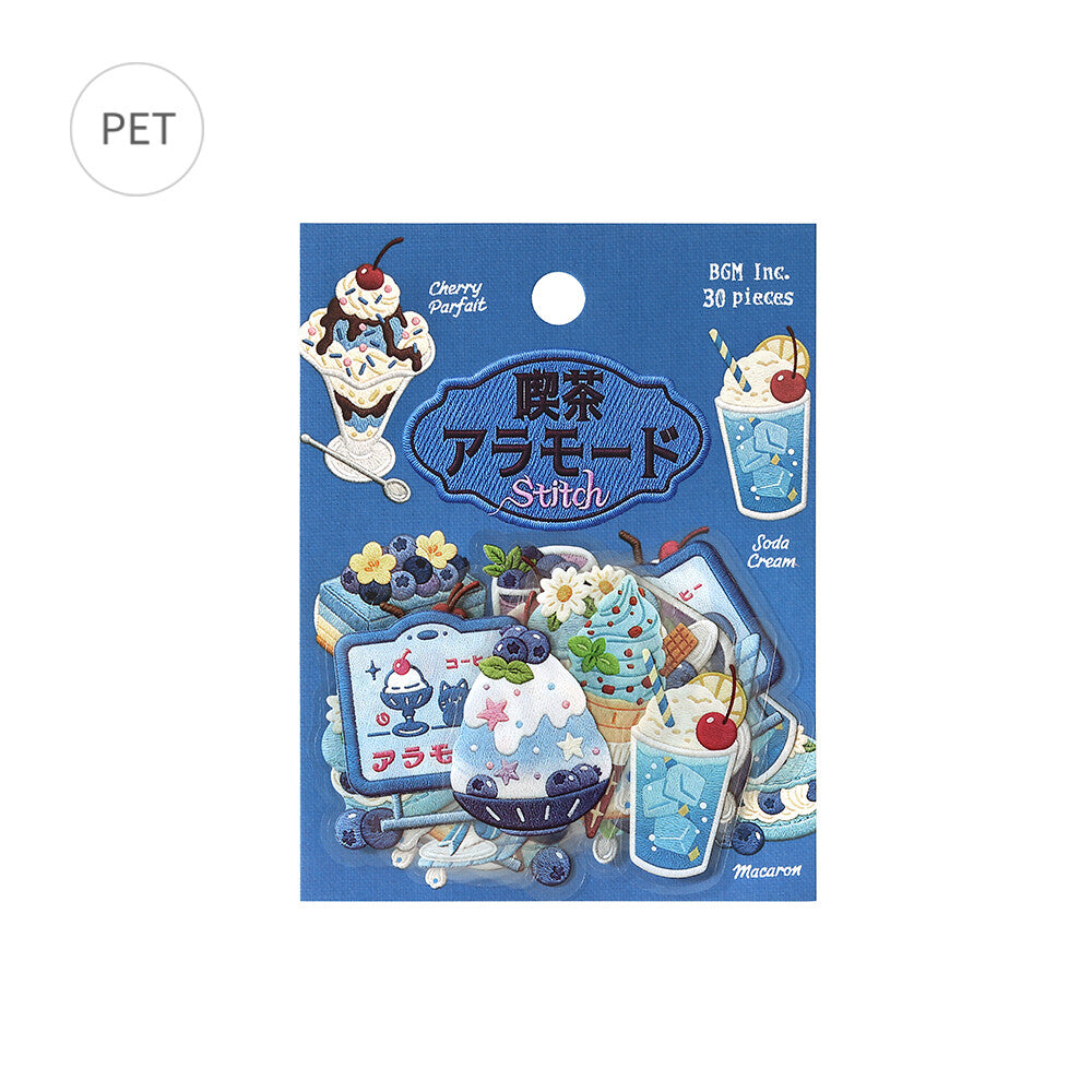 A packet of dessert stickers from BGM Inc. is displayed on a white background