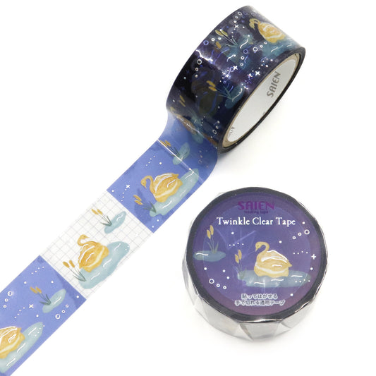 Decorative tape with swan design on a white background