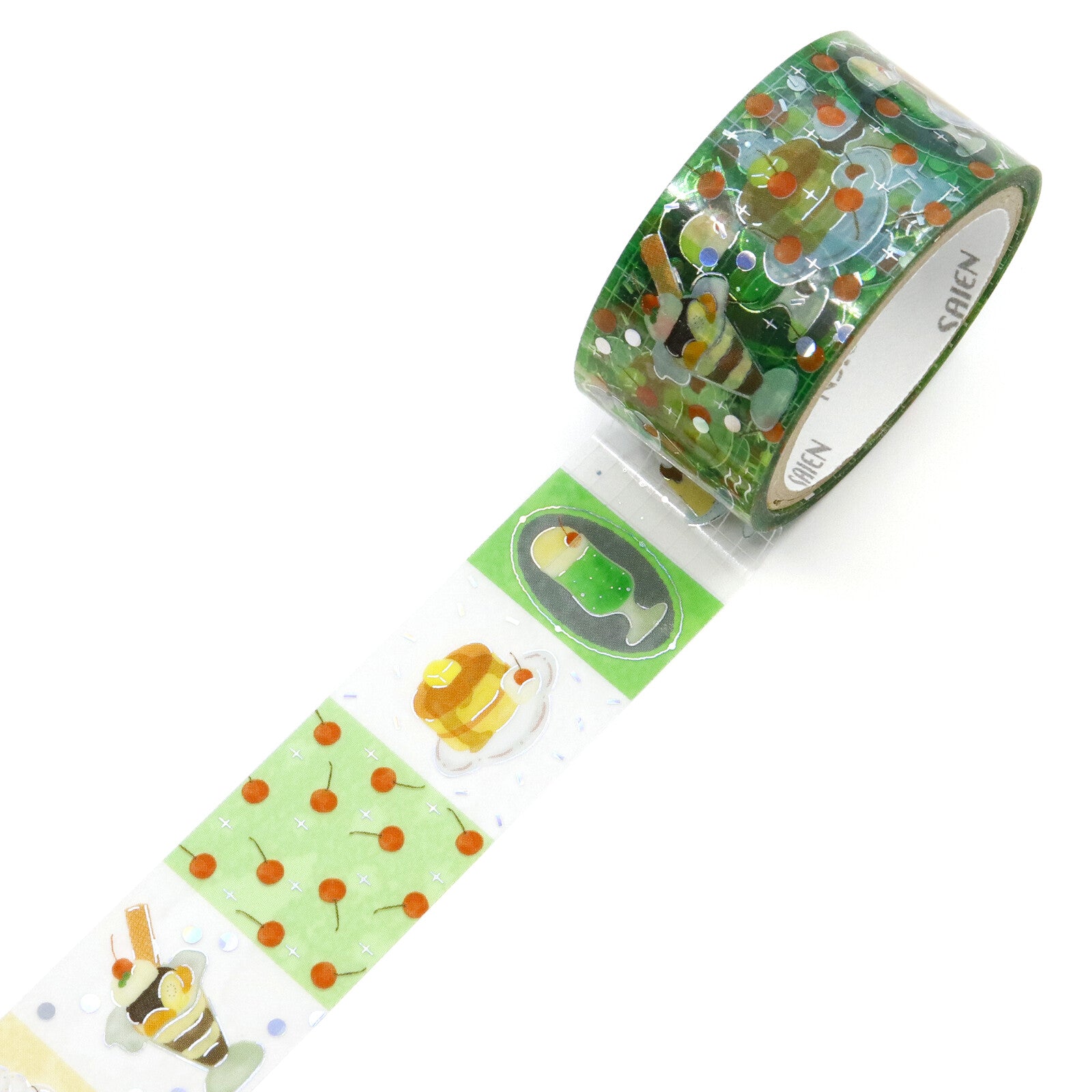 Decorative tape with cartoon designs on a white background