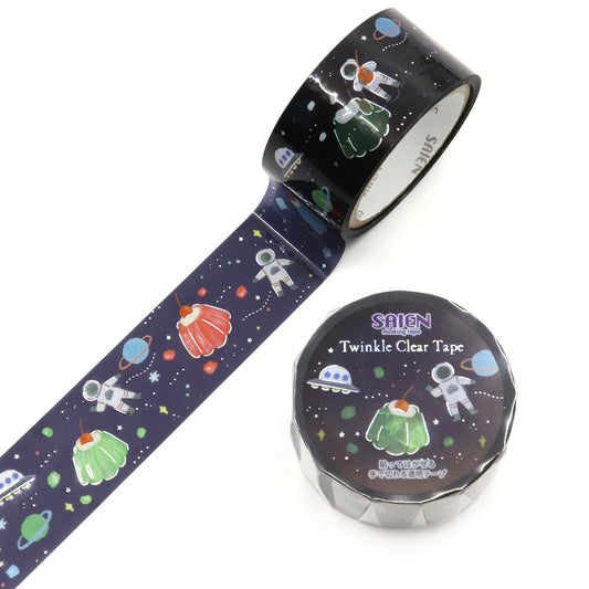 Twinkle clear tape with space-themed design on a white background