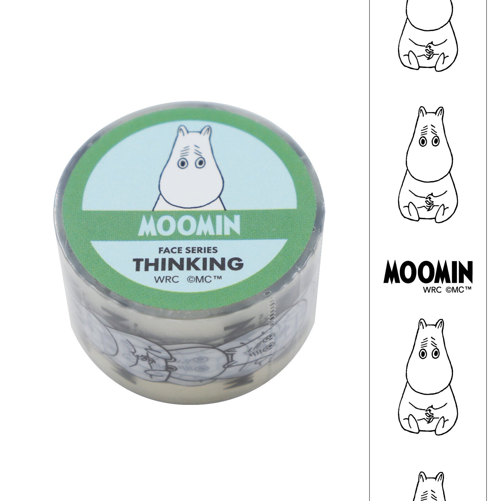 Moomin product with a green label featuring a cartoon character on a white background.