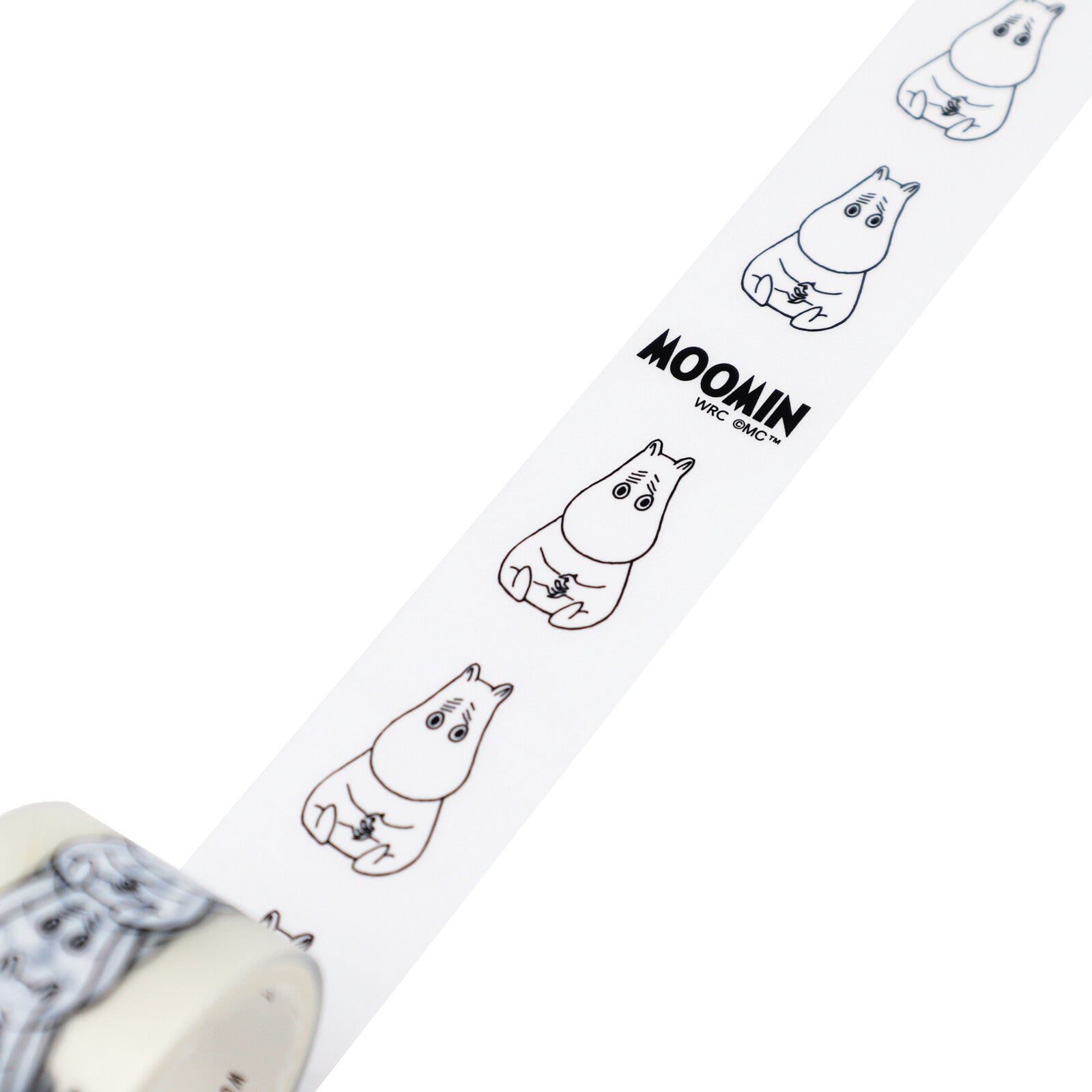 Roll of ribbon with Moomin character design on a white background