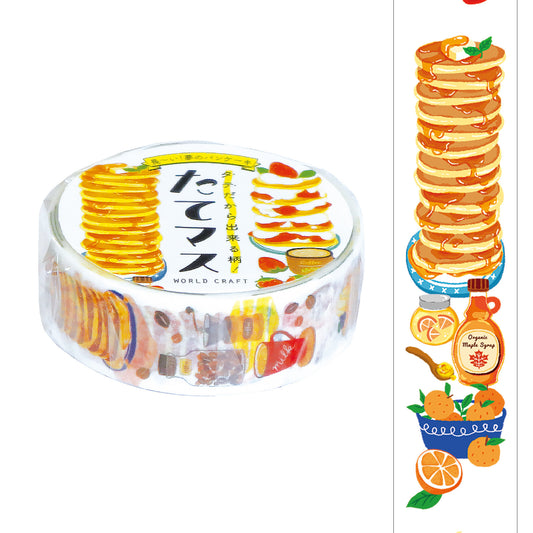Decorative tape with pancake design and additional illustrations on a white background