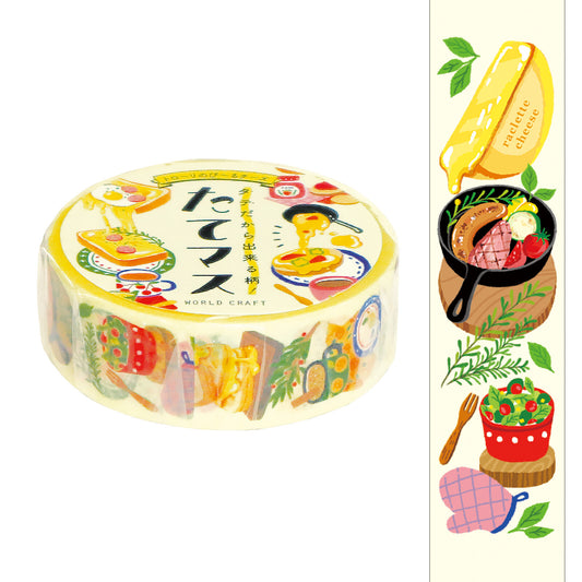Decorative tape with food-themed illustrations and a matching bookmark on a white background