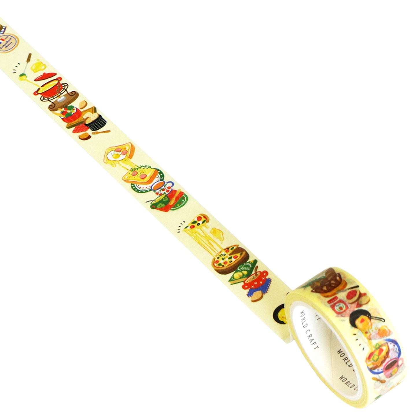 Decorative tape with food-themed illustrations on a white background