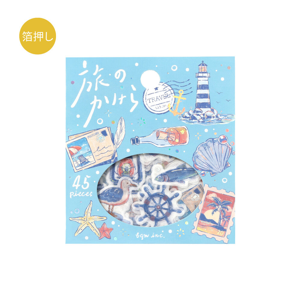 Pack of decorative stickers with sea-themed designs on a blue background