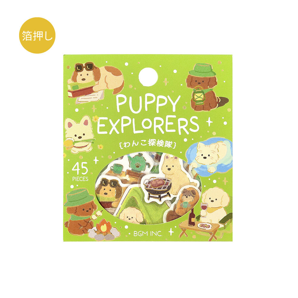 A package of 45 washi sticker pieces from BGM Inc. themed around dogs doing outdoor activities
