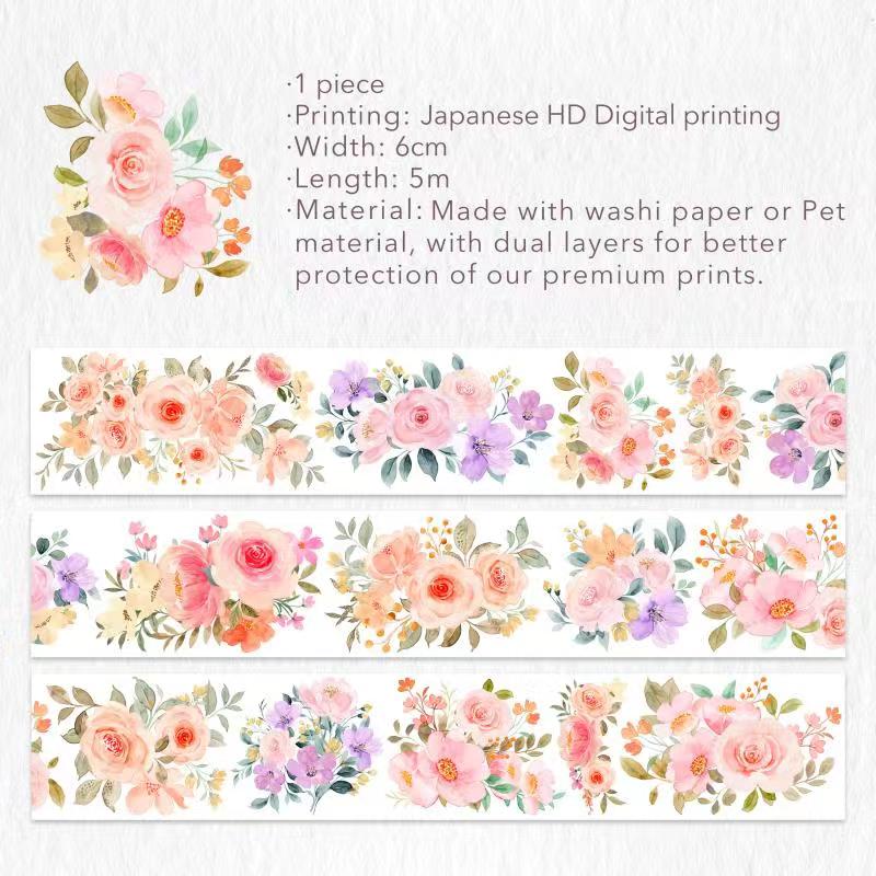 The Washi Tape Shop - Flower Corridor Wide Washi / PET Tape, description