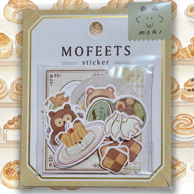 Packet of paper stickers of cute animals and dessert motifs