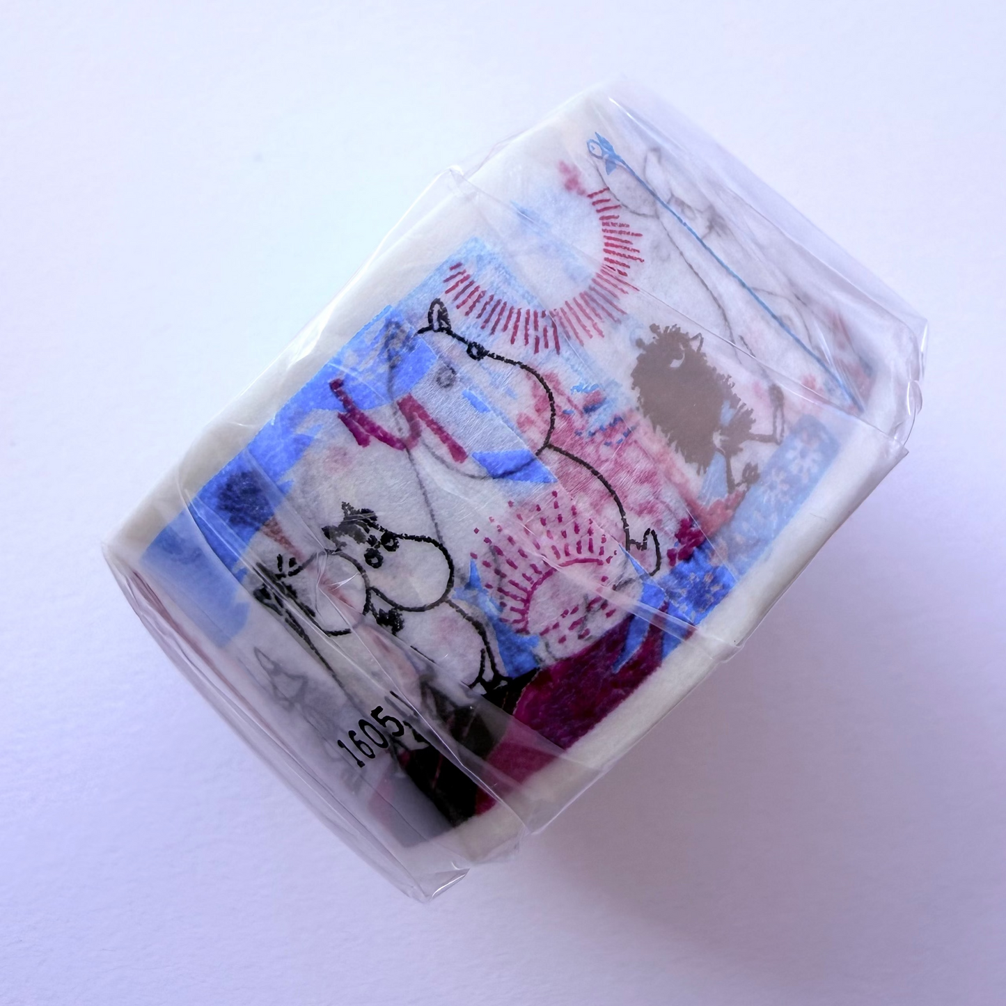 Washi tape featuring comic strip from Moomin on a white background