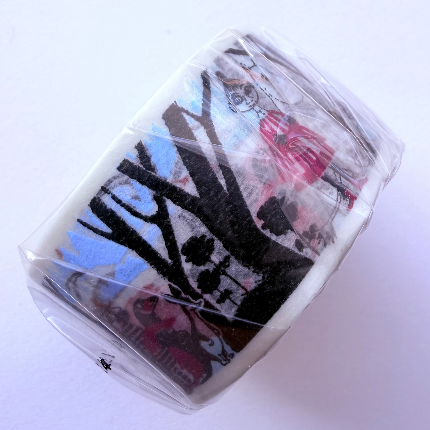 Washi tape roll of Moomin characters on a white background