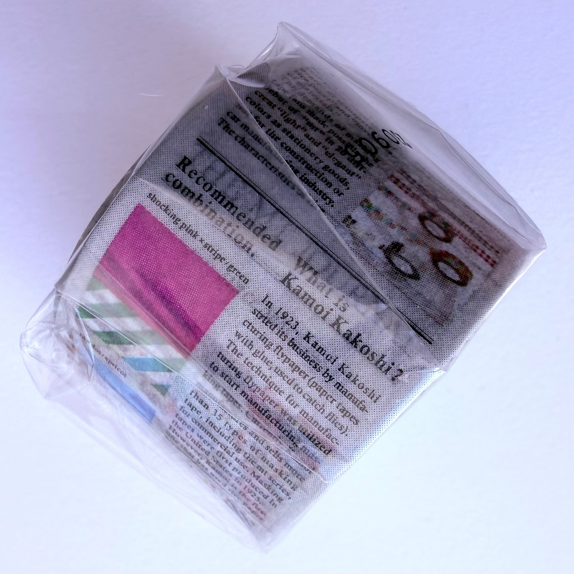 Washi tape side with newspaper theme on white background
