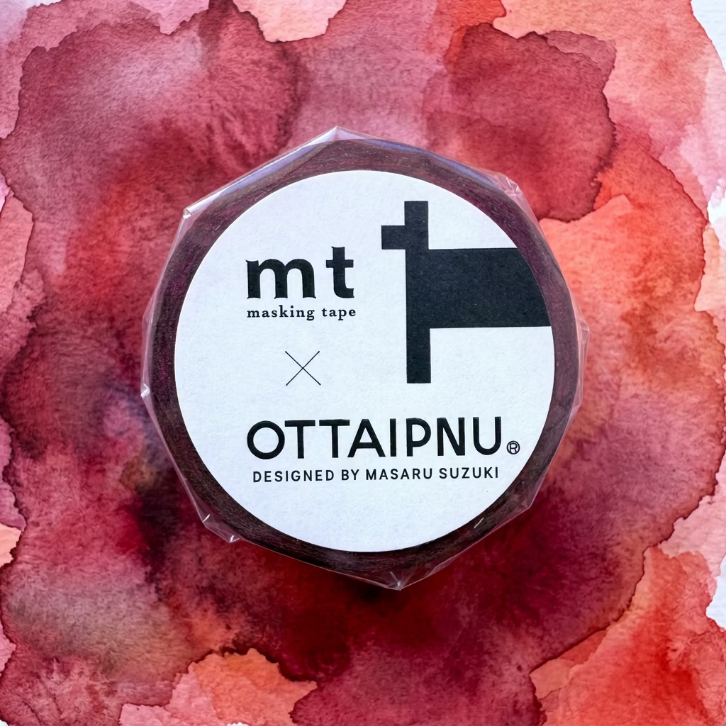 A washi tape roll by MT Masking Tape on a watercolor background
