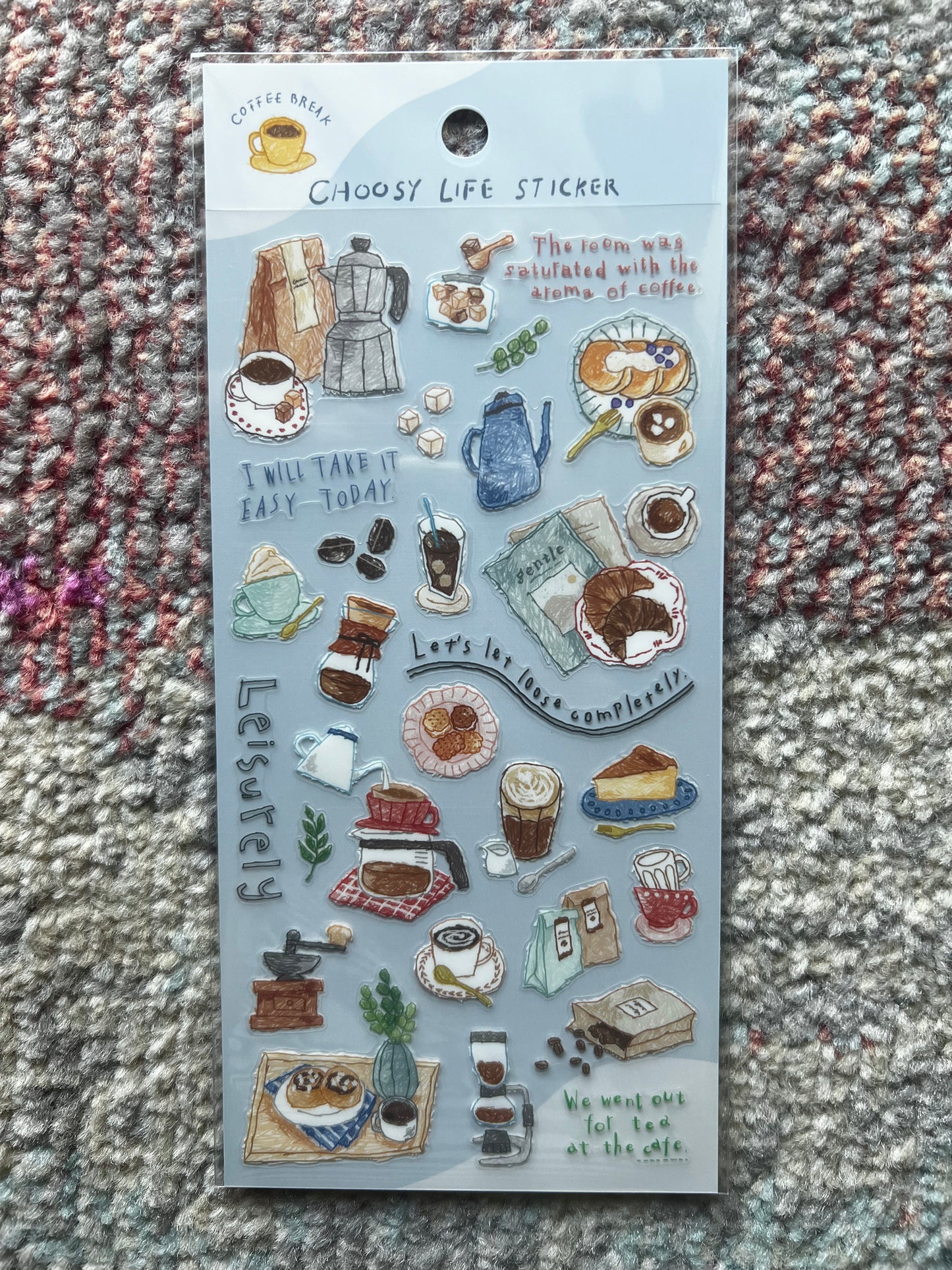 Mindwave - PET Stickers Coffee Break Choosey Life Stickers, full sheet