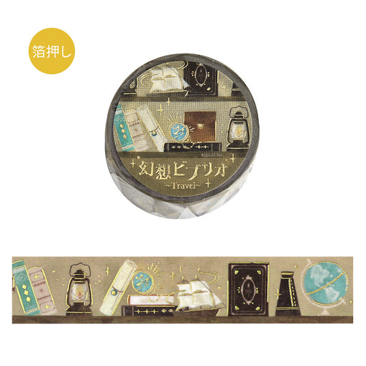 Decorative tape with travel-themed design on a white background