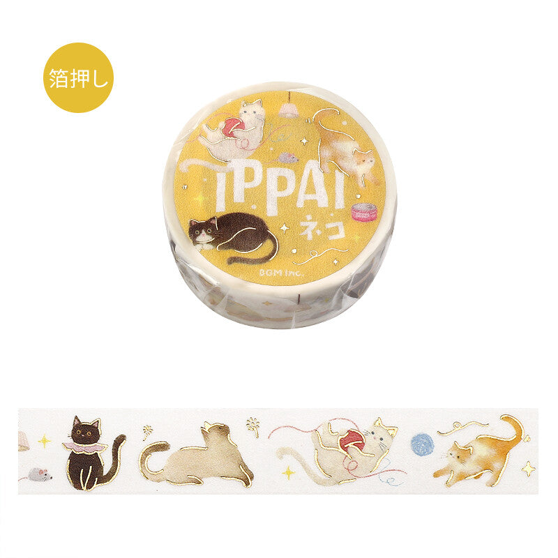 BGM washi tape featuring cats in playful poses on a white background