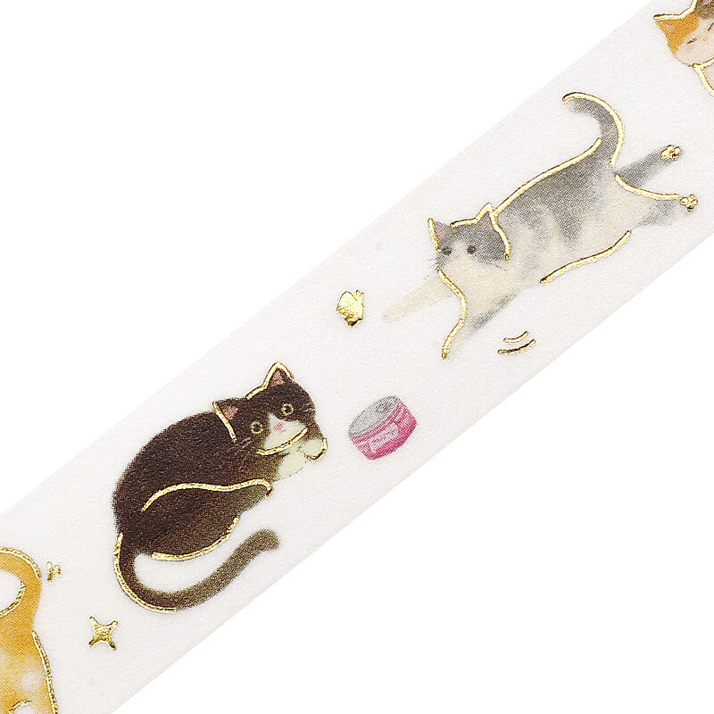 Line of BGM washi tape featuring cats in playful poses on a white background