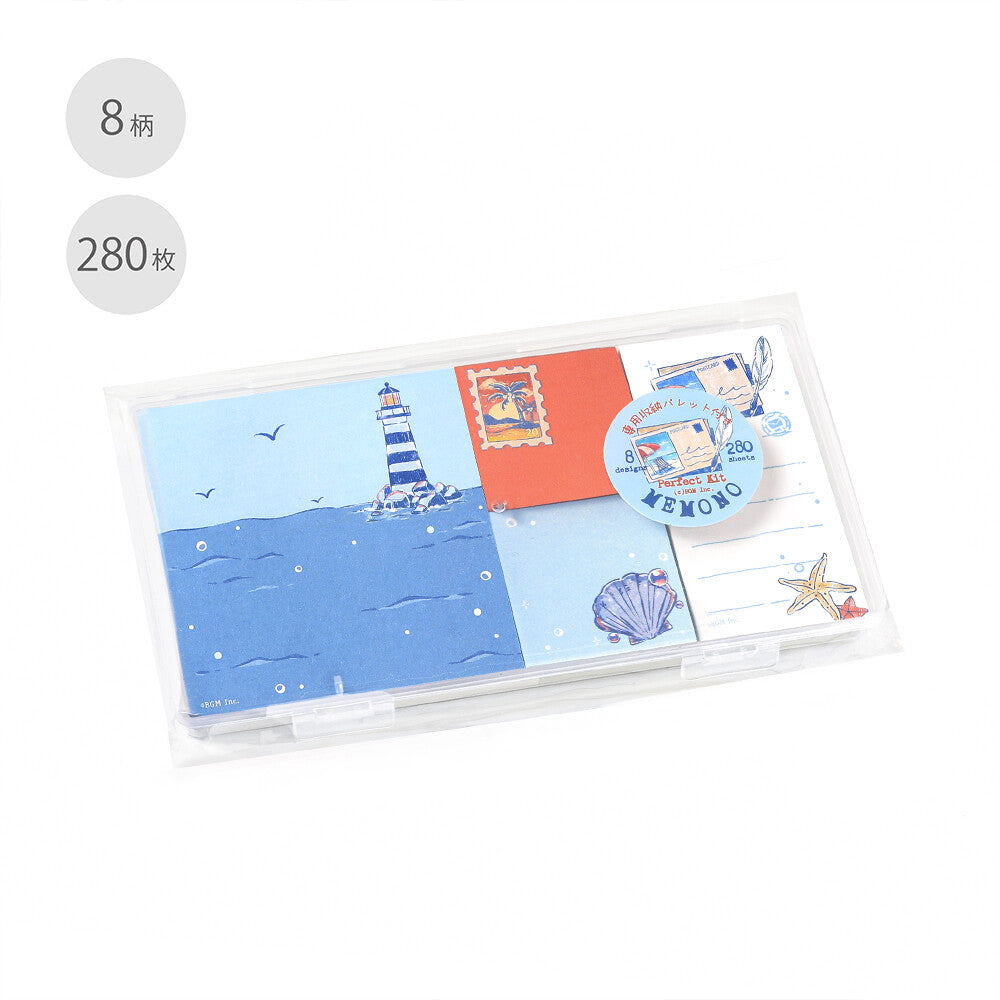 A packet of decorative memo pads with illustrations on them, against a white background