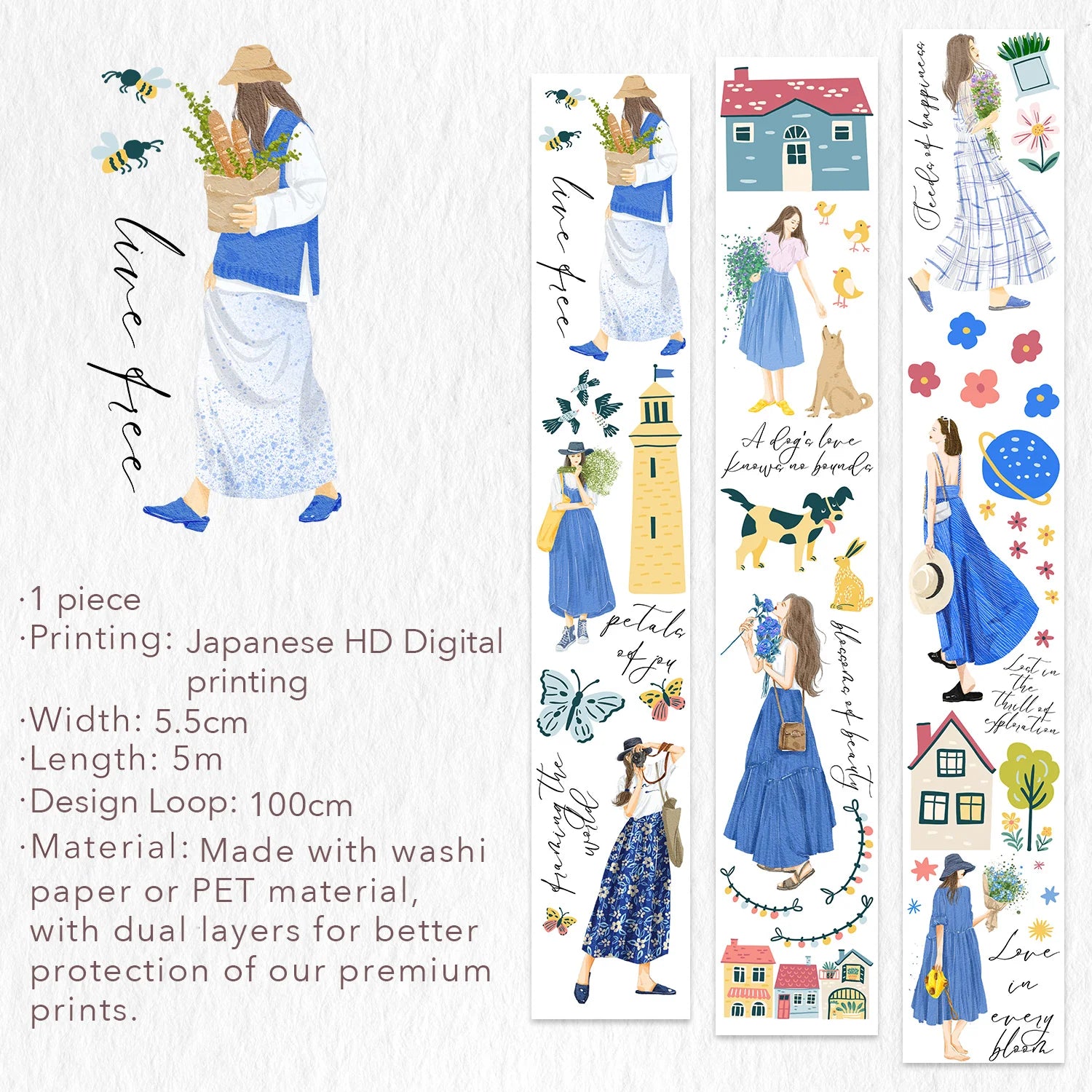 The Washi Tape Shop - Morocco's Blue Hues Wide Washi / PET Tape descriptions