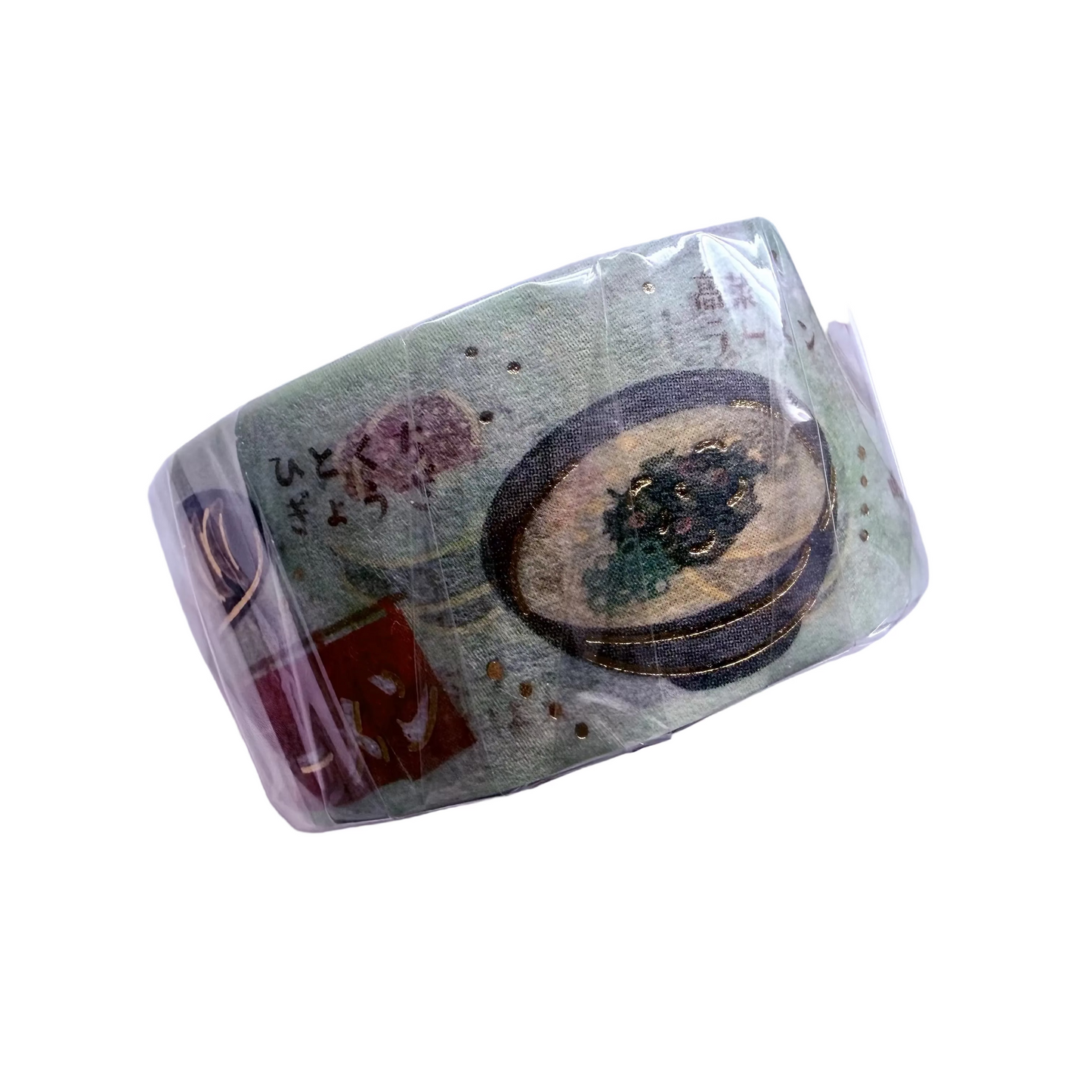 Decorative washi tape with a circular design on a white background