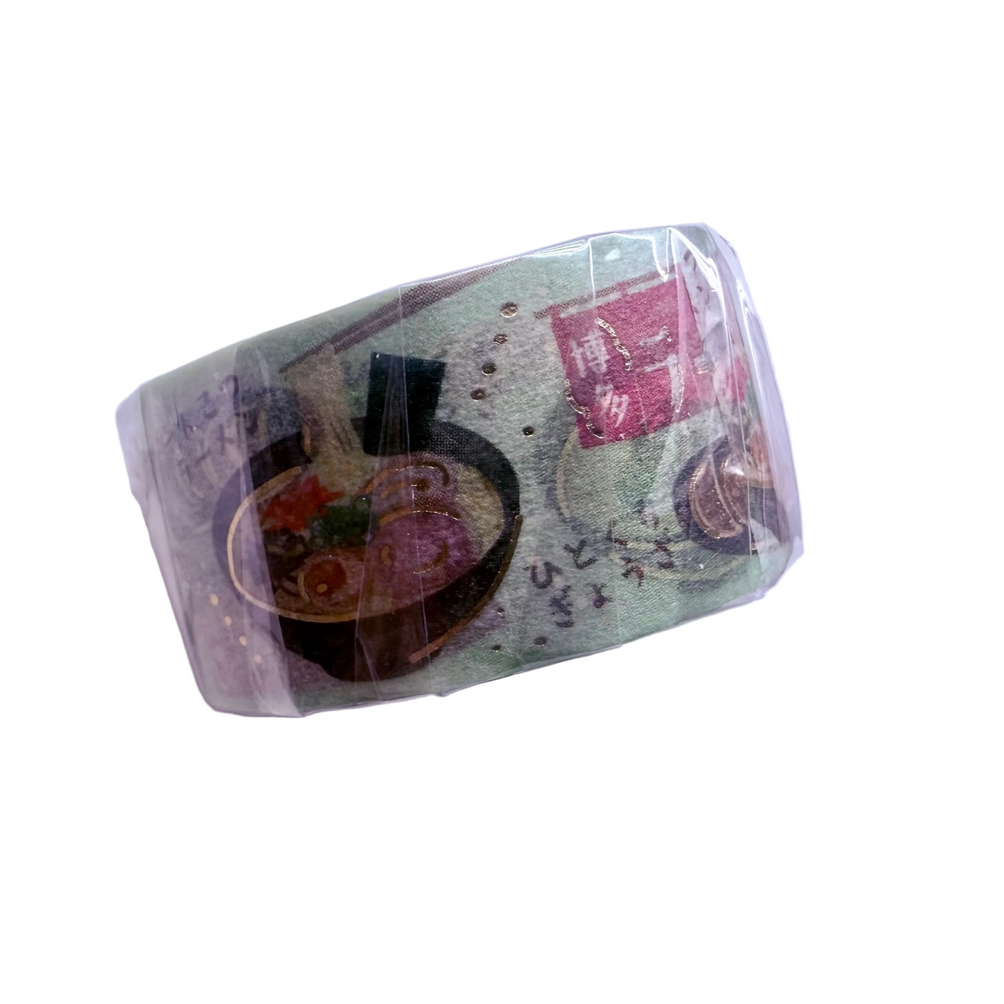 Decorative washi tape with colorful patterns on a white background