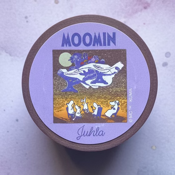 Round washi tape with Moomin design on a white background