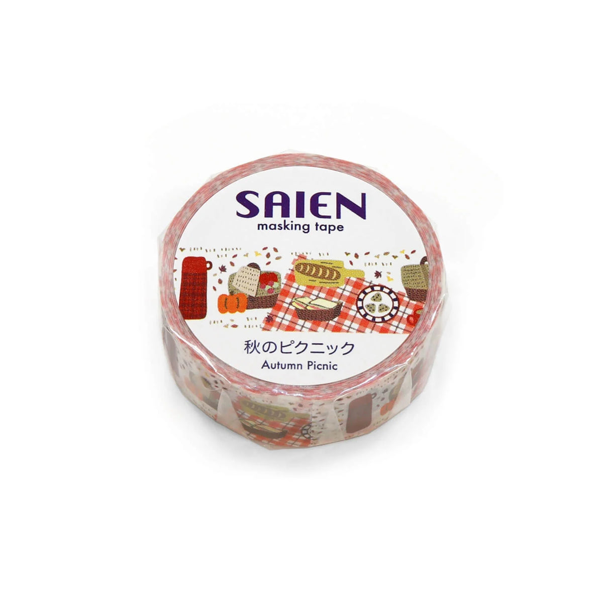 Saien washi tape with Autumn Picnic basket on white background