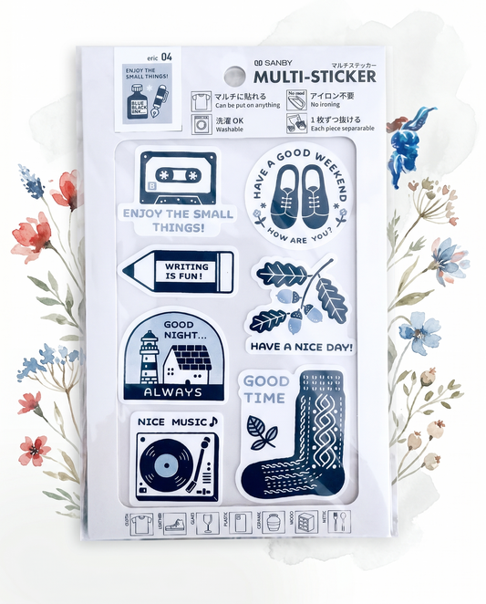 Pack of Saney multi-sticker with various designs on a white background