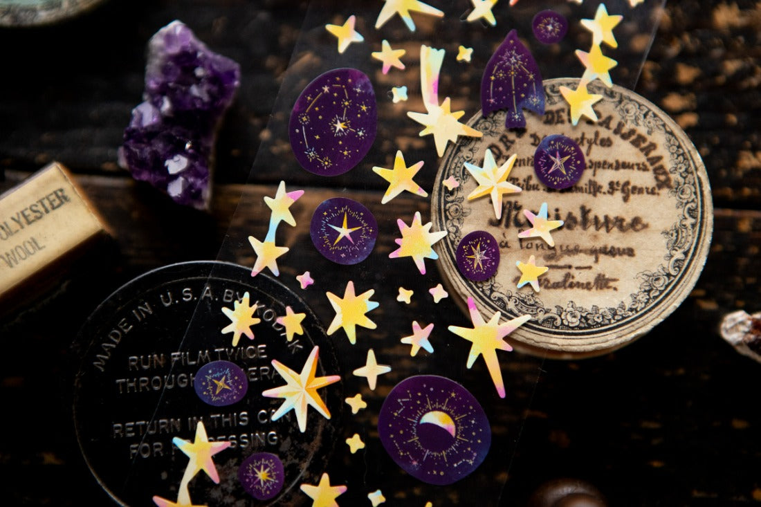 Loop of stars PET tape on a dark background