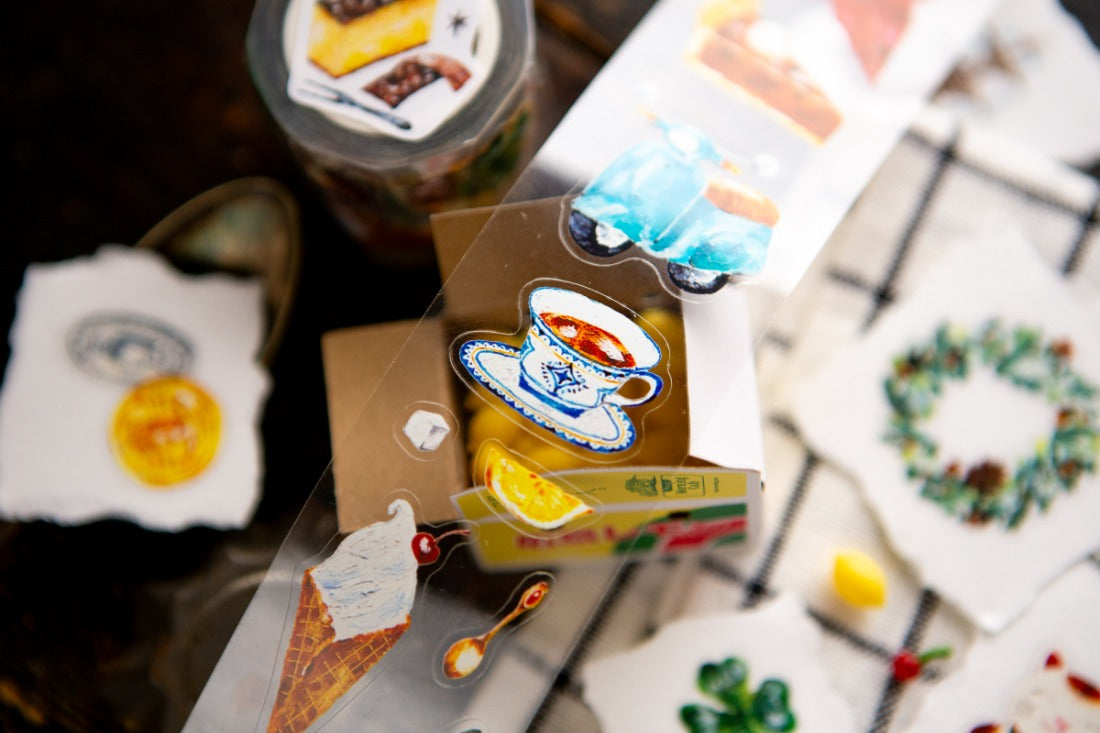 PET tape with tea on the design