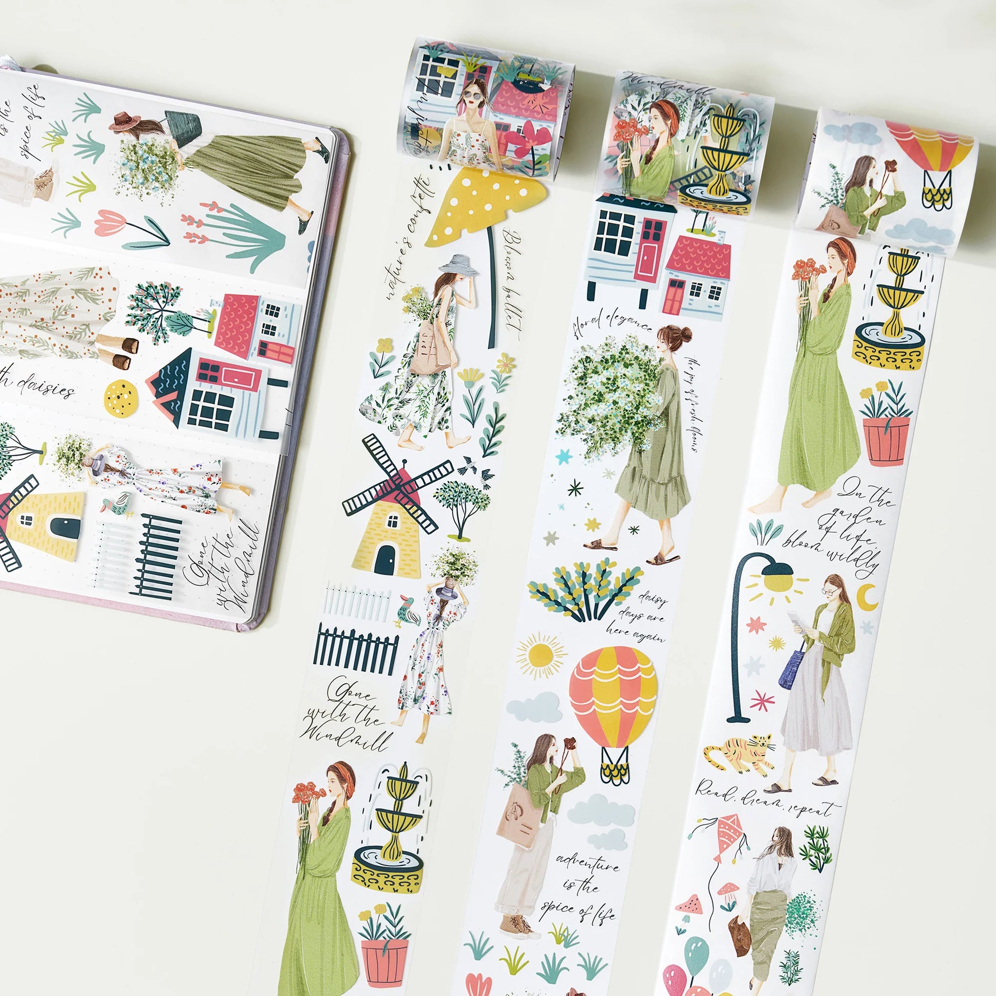 The Washi Tape Shop - Tranquil Moments in Rotterdam Wide Washi / PET Tape, garden girl illustrations