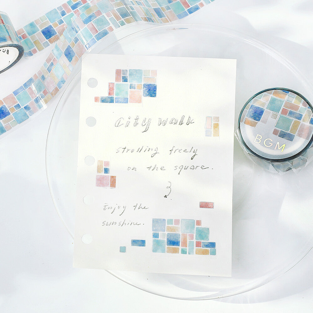 BGM - PET tape, Tile Pattern, silver foil, in use