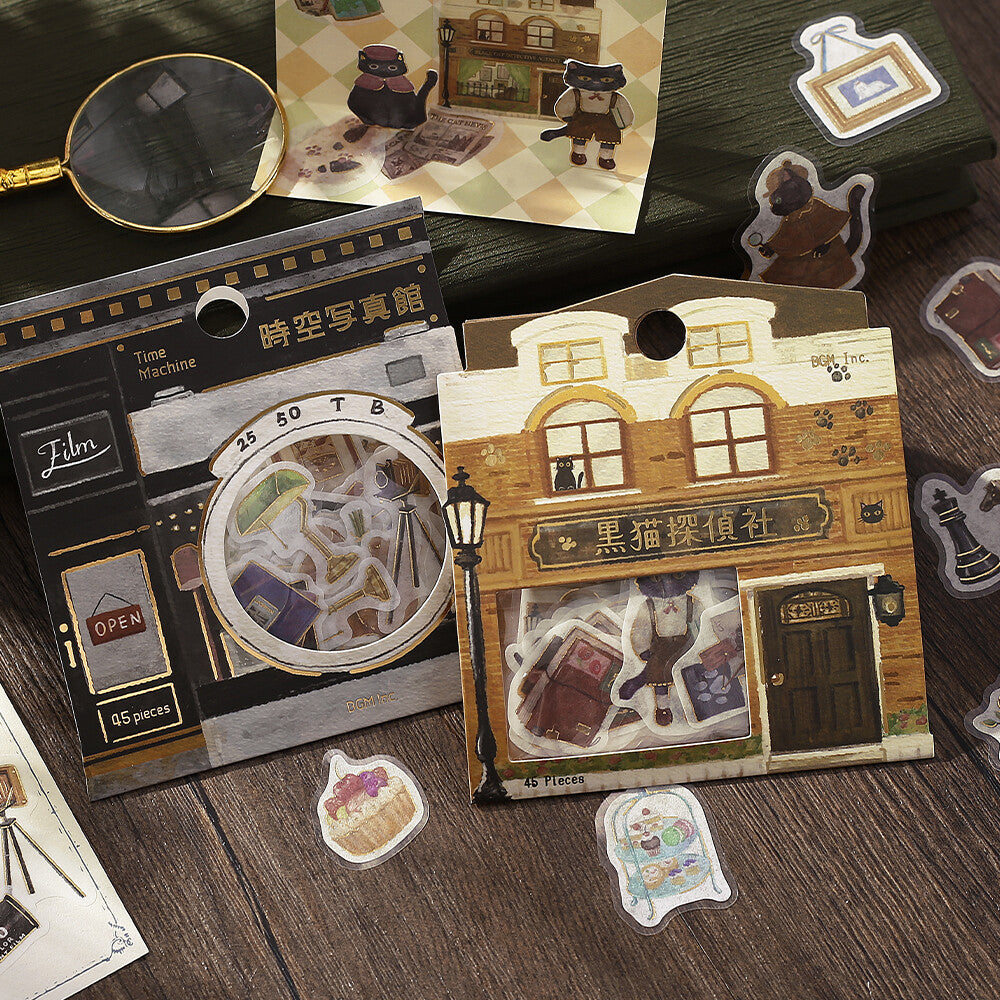 BGM - Sticker flakes, Time and Space, gold foil, shopfront washi