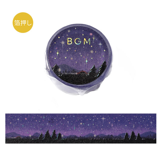 BGM - Washi tape, Starry Sky, silver iridescent foil, front