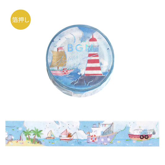 BGM - Washi tape, Holiday by the Lighthouse, silver foil, limited, product