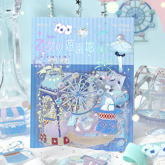 Decorative sticker sheet with a Ferris wheel design on a light blue background