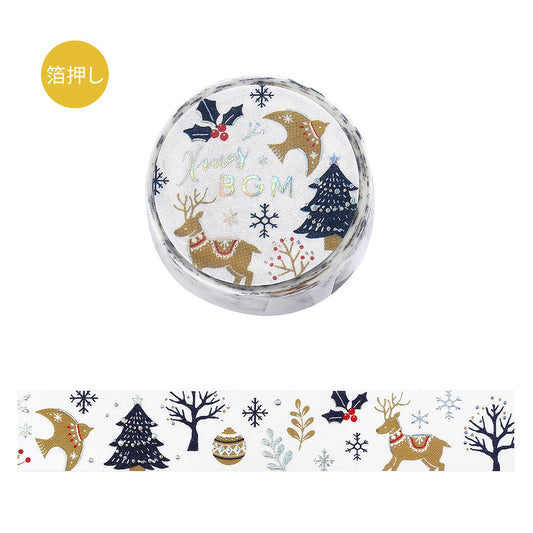 Decorative tape with Christmas-themed designs on a white background