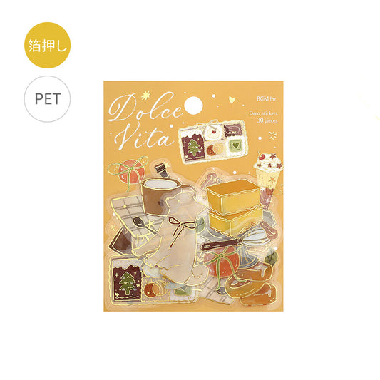 Packaging of Dolce Vita clear stamps with illustrations on a yellow background