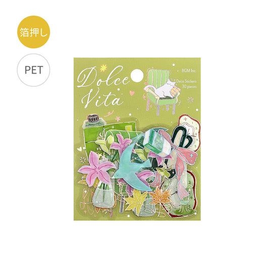 BGM - PET sticker flakes, Dolce Vita Letter of Happiness, Silver foil