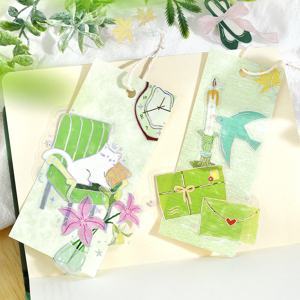 BGM - PET sticker flakes, Dolce Vita Letter of Happiness, Silver foil