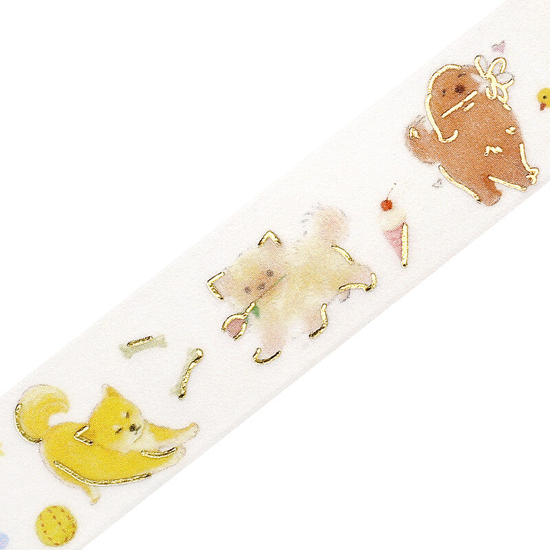 Washi roll design with dogs doing various activities