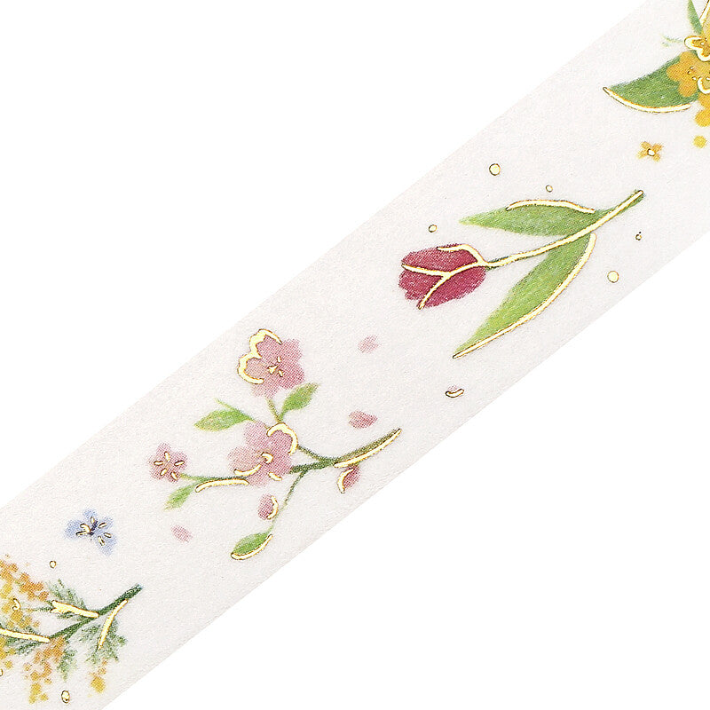 BGM - Washi Tape, Full of Bouquets, Gold foil