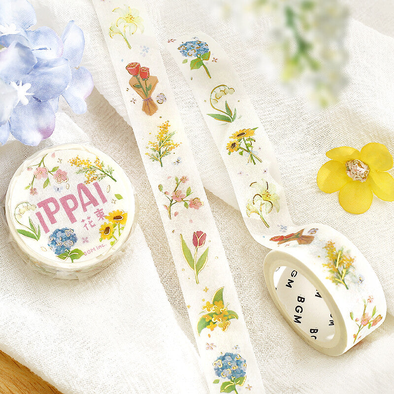 BGM - Washi Tape, Full of Bouquets, Gold foil