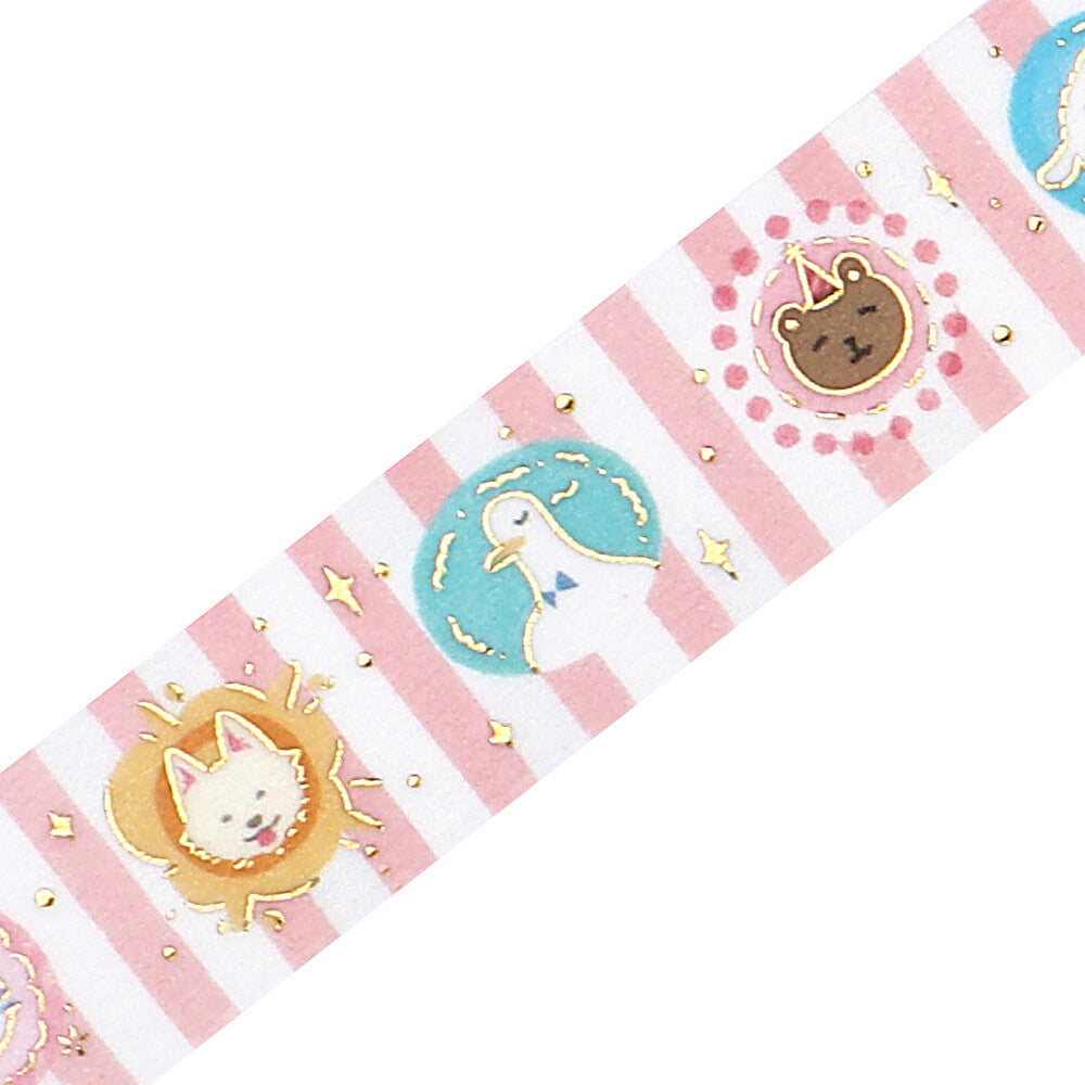 Decorative paper strips with animal illustrations on a white background