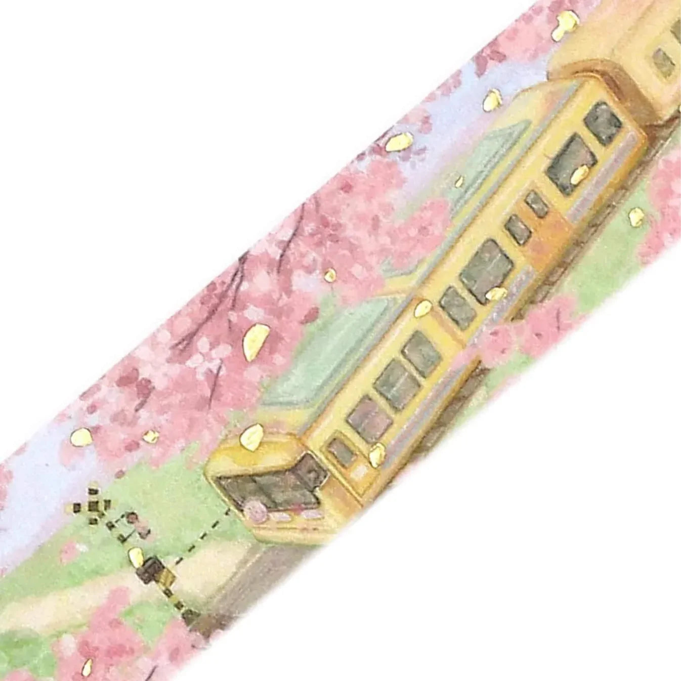 Railways washi loop with flowers on white background