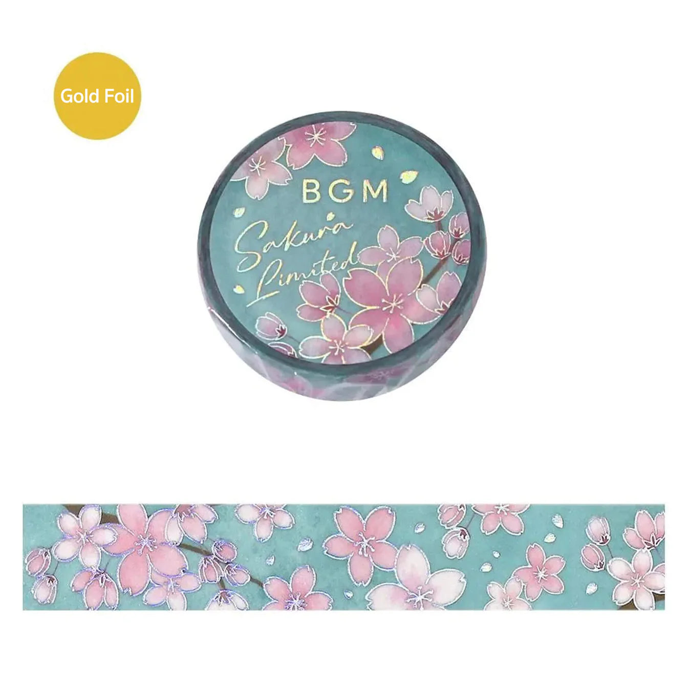 Washi tape featuring Sakura cheery blossom flowers in a white background