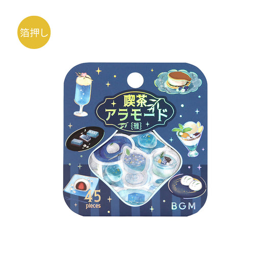 Packet of dessert illustration stickers by BGM with theme blue colours
