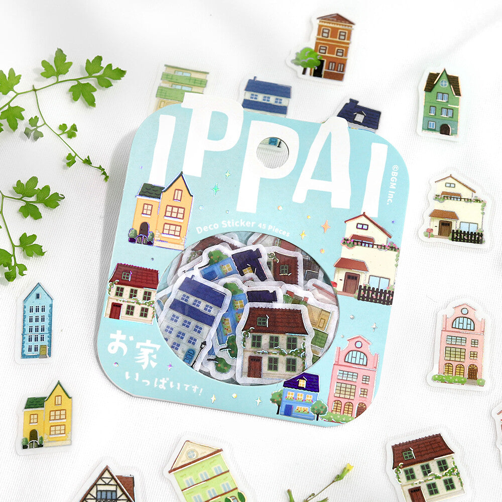 Packet of houses washi stickers on white background